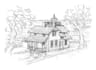 draw wedding venue illustrations in pen and ink