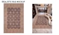 do realistic rug mockup and place rug in room scene