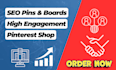 manage pinterest profile with SEO optimized pins and boards