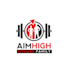 design modern unique aim high fit fam logo