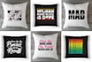 do custom trendy graphic pillow typography designs