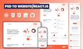 turn PSD or design into professional website HTML CSS js react js