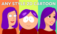 draw a character in any art style from 2d series and TV shows