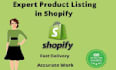 do manually shopify data entry and shopify product listing