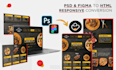 convert PSD to HTML CSS bootstrap, responsive