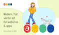 make modern flat illustrations for your app and website