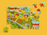 do children jigsaw puzzle, hidden object and children board game illustration