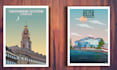 create retro, vintage travel poster for any place in the world and illustration