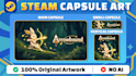 create custom hand drawn steam capsule art and game key art