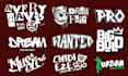 design dj, rap, edm, rave, producer, music logo