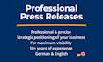 write your press release in german or english