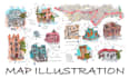 draw a custom digital map illustration of city or fictional  place