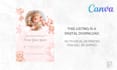 provide editable pink bear balloon christening invitation