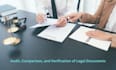audit, certify, compare, differentiate, inspect, and verify court case documents
