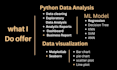 data analytic, data analysis, data visualization reporting by python, r, tableau