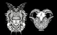 create detailed dark art horror, skull and metal illustrations