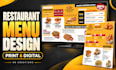 design restaurant menus, food flyers, posters and digital menu boards