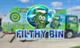 design unique trash bin cleaning business logo cartoon