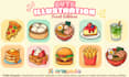 design cute and colorful cartoon food illustration for logo, menu, etc