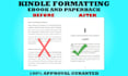 do amazon KDP book formatting, paperback and kindle ebook formatting