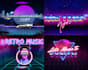do 80s retrowave 3d text logo designs with vintage effects