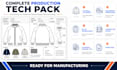 create production ready apparel tech packs and technical flat sketches