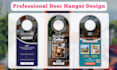 do door hanger, dl flyer, rack card, postcard and signage design