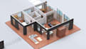model and render 3d isometric room in sketchup and lumion