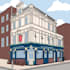 draw a building illustration in cartoon style