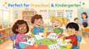 design preschool worksheets for math, english and science