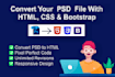 convert PSD template to HTML code, figma to html code