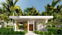 design backyard, pool, and garden with realistic 3d render