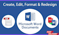 microsoft word document design, edit and format