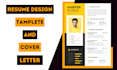 design resume tamplete and  make cover letter