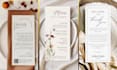 design wedding set menu, wedding thank you card for table
