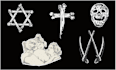 design tattoo, logo, sticker, or badge with skeleton style