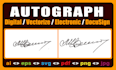 create digital signature or vectorize signature autograph and vector handwriting