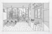 hand draw architectural sketches of interior and exterior