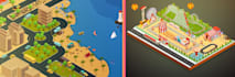 design an isometric 3d map or event map