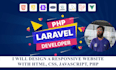 design a responsive website with html, css, javascript, php
