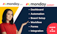 do monday setup, monday automations, integrations crm