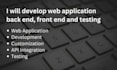develop web application front end, back end testing