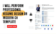perform professional resume design or modern cv template