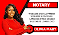 build an optimized wordpress notary website landing  page notary logo