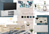 create mood board, interior decor with furniture shopping list