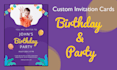 design birthday, party invitations, and event flyers