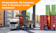 create a photorealistic 3d container yard and stacking facility animation