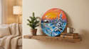 paint a custom acrylic winter landscape on a round canvas