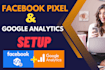 set up facebook pixel and google analytics