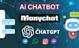create ai chatbot using  manychat and chatgpt for website and customer support